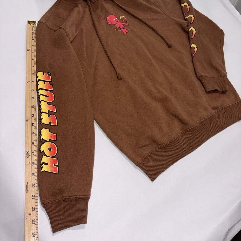 Hot Stuff Brown Fleece Pullover Hoodie M Cartoon Devil Graphic skater grunge emo - Picture 6 of 7